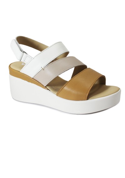 1 - MELLUSO WALK 19147W white bianco scarpe donna sandali pelle strappo zeppa comfort