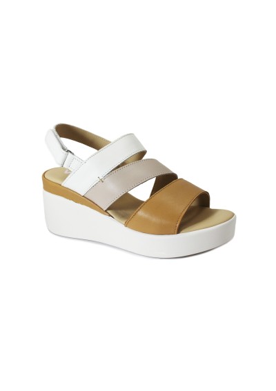 2 - MELLUSO WALK 19147W white bianco scarpe donna sandali pelle strappo zeppa comfort