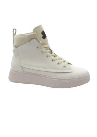 1 - IXOS SIRIO ANTARES 008SA bianco sabbia scarpe donna sneakers mid lacci pelle platform