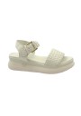 1 - MELLUSO WALK K55160 bianco scarpe donna sandali pelle intrecciata fibbia