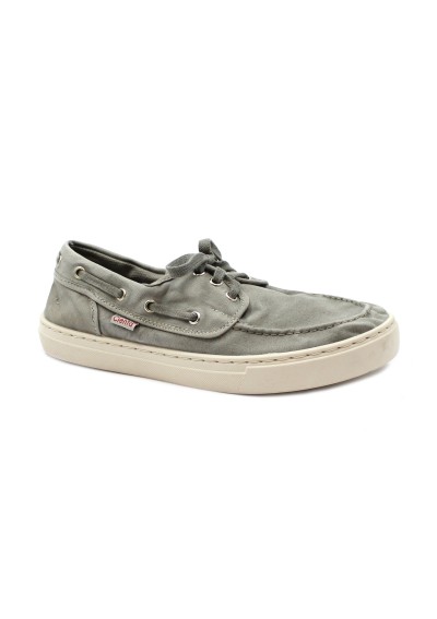 1 - CIENTA 87777 gris claro grigio scarpe uomo mocassino barca laccio tessuto
