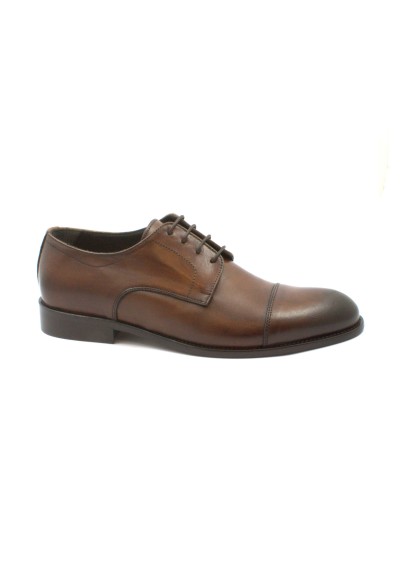 1 - EXTON 1378 legno marrone scarpe uomo elegante derby lacci pelle puntale cerimonia