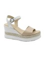 1 - NERO GIARDINI 10561 bianco scarpe donna sandali pelle zeppa fibbia