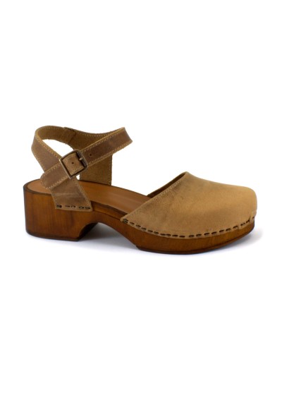 1 - LATIKA 720 camel cuoio scarpe sandali donna zoccoli punta chiusa cinturino