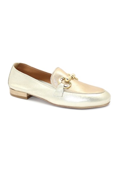 1 - DIVINE FOLLIE 175-30F platino scarpa donna mocassino morsetto pelle