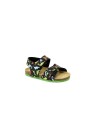1 - GRUNLAND AFRE SB1749 nero multi sandalo bambino strappo fibbia birk dinosauri re-soft
