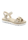 1 - KEYS 9660 beige scarpe donna sandalo cinturino accessorio catena