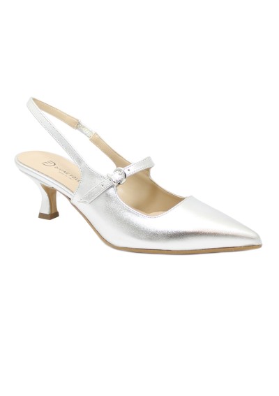 1 - DIVINE FOLLIE P507 argento donna decolletè punta chiusa cinturino tacco