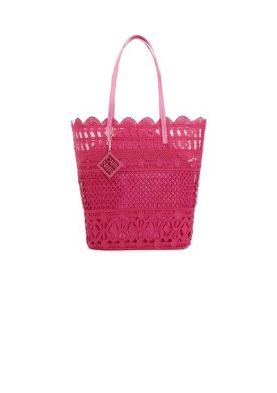 1 - CAFè NOIR VD0601 fuxia borsa donna due manici pizzo con sacca all'interno