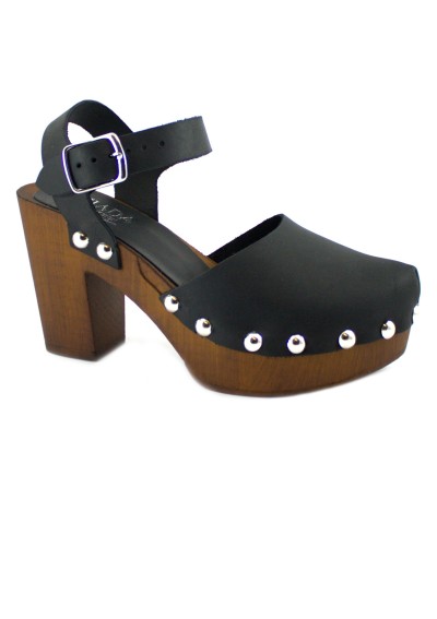 1 - GIADA 7067 nero scarpe sandali donna tacco plateaux zoccoli punta chiusa cinturino