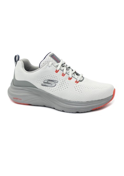 1 - SKECHERS 232625 VAPOR FOAM gray orange scarpe uomo sneakers lacci tessuto vegan