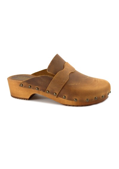 1 - GIADA 8408 cuoio marrone ciabatta zoccolo donna pelle punta chiusa