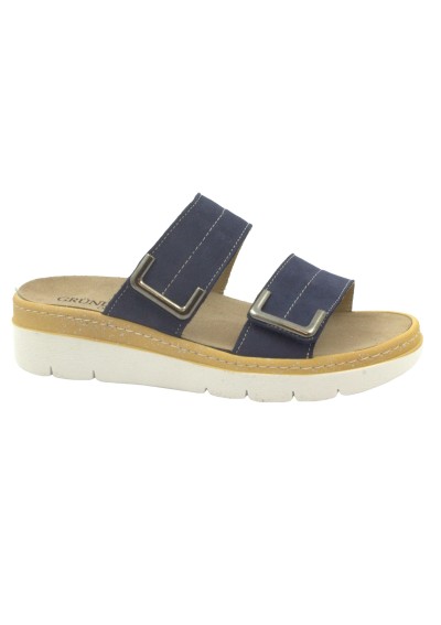 1 - GRUNLAND MOLL CE0854 blu ciabatte donna pelle strappi plantare estraibile