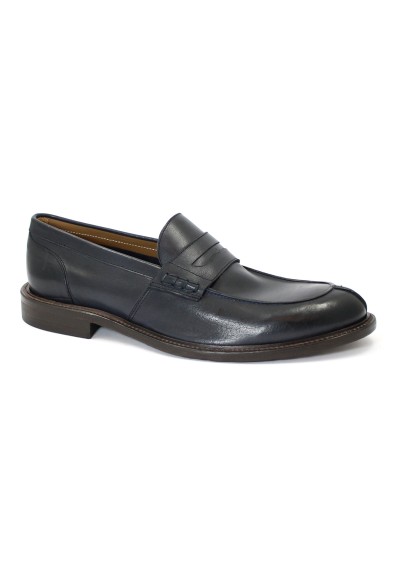 1 - FRANCO FEDELE 6469 blu navy scarpe uomo mocassino college pelle elegante