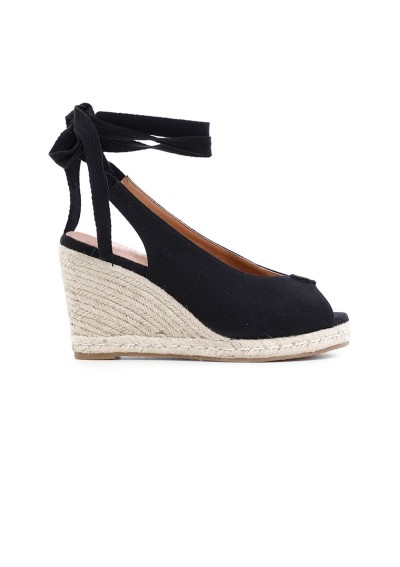 2 - CAFè NOIR HF9050 nero sandali donna schiava zeppa corda