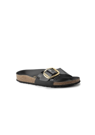 1 - BIRKENSTOCK MADRID BIG BUCKLE 1022650 high shine black ciabatte pelle donna fibbia