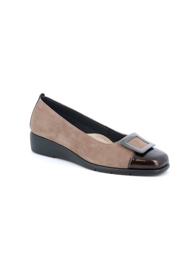 1 - GRUNLAND REES SC5575 taupe scarpe donna ballerina zeppetta pelle