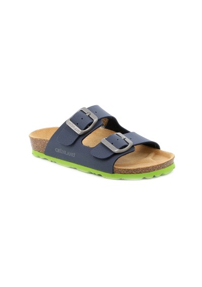 1 - GRUNLAND LUCE CB1537 blu lime ciabatte bambino fibbie birk plantarino anatomico