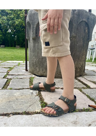 2 - GRUNLAND LUCE SB1644 oliva multi verde sandali bambino fibbie