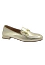 1 - DIVINE FOLLIE 175-16F platino oro scarpa donna mocassino morsetto pelle