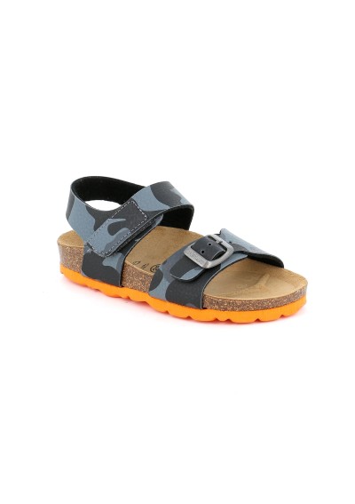1 - GRUNLAND LUCE SB1679 grigio militare arancio sandalo bambino strappo fibbia birk