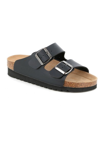 1 - GRUNLAND HOLA CB2445 nero ciabatte donna birk anatomiche fibbie re-soft