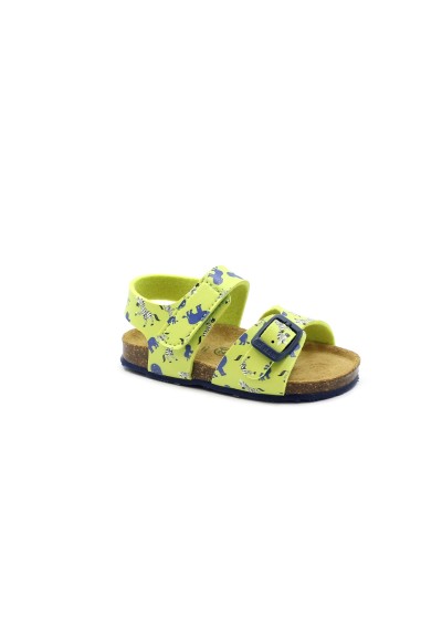 1 - GRUNLAND AFRE SB2202 lime sandalo bambino strappo fibbia animali re-soft