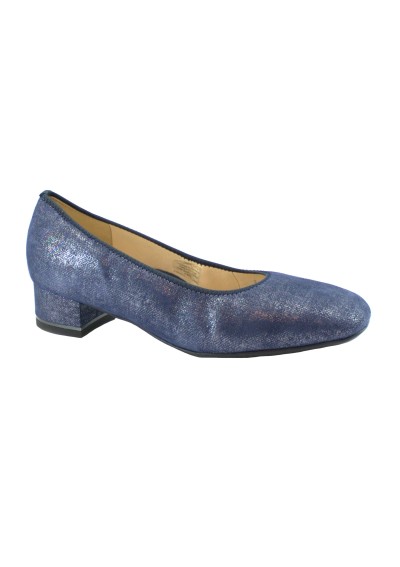1 - ARA 12 21838 blau blu scarpe donna decolletè tacco pelle comfort ballerina sottopiede soft