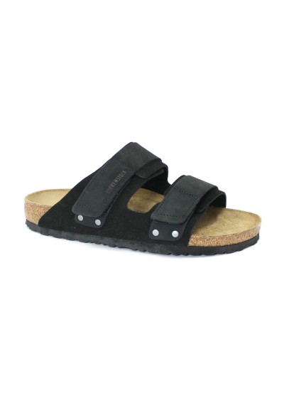 1 - BIRKENSTOCK UJI 1024832 black nero ciabatte uomo strappi