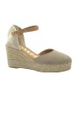 1 - GIOSEPPO IZAMAL 65623 beige scarpe sandali donna zeppa fibbia espadrillas punta chiusa