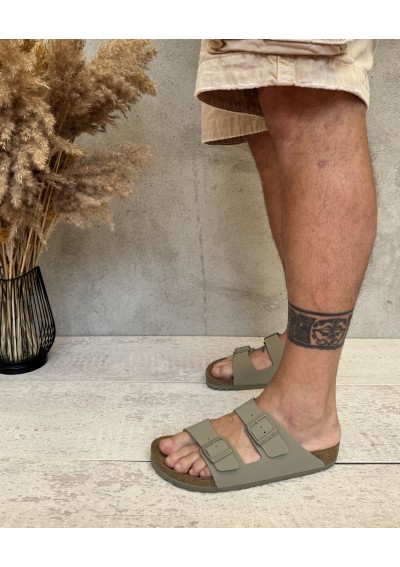 2 - BIRKENSTOCK ARIZONA BS 1027697 faded khaki verde ciabatte uomo fibbie