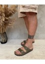 2 - BIRKENSTOCK ARIZONA BS 1019377 faded khaki verde ciabatte uomo fibbie pelle soft