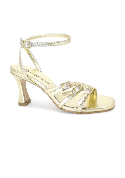 1 - DIVINE FOLLIE 5319 platino sandali donna cinturini tacco rocchetto oro