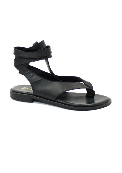 1 - DIVINE FOLLIE 203/50 nero sandali donna lacci infradito pelle schiava
