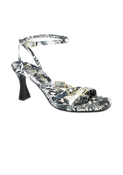 1 - DIVINE FOLLIE 5319 pitone sandali donna cinturini tacco rocchetto nero