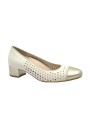 1 - ARA 12 35819 platino crema scarpe donna decolletè tacco pelle comfort ballerina sottopiede soft forata