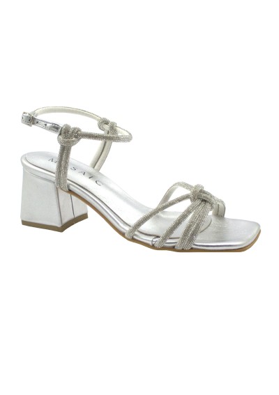 1 - MOSAIC 53535 silver argento sandali gioiello donna strass tacco cinturino