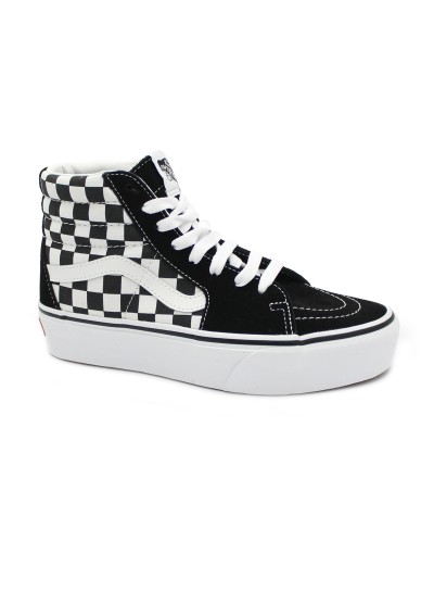 1 - VANS SK8-HI PLATFORM KNQXH1 checkerboard white scarpe donna sneakers lacci tessuto