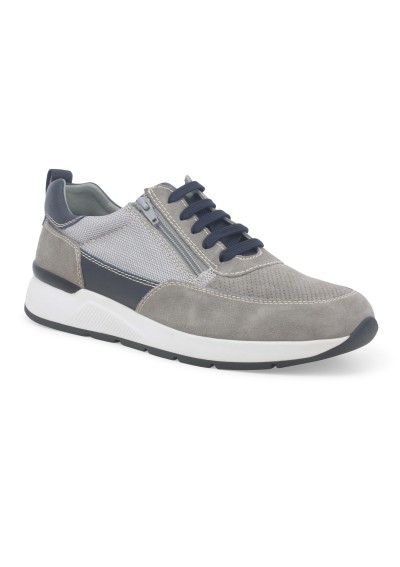 1 - MELLUSO WALK U55267W grigio scarpe uomo sneakers lacci pelle