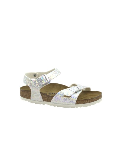 1 - BIRKENSTOCK RIO KIDS 1008095 hologram silver sandali bambina fibbie