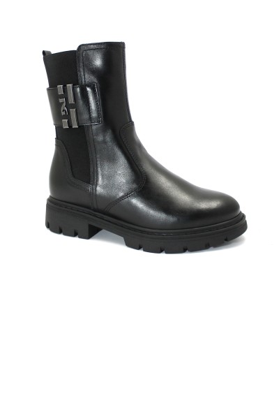 1 - NERO GIARDINI 11860 guanto nero stivaletti donna beatles combat pelle elastici gomma zip