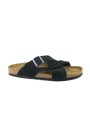 1 - BIRKENSTOCK LUGANO 1022811 black nero ciabatte uomo fibbia pelle