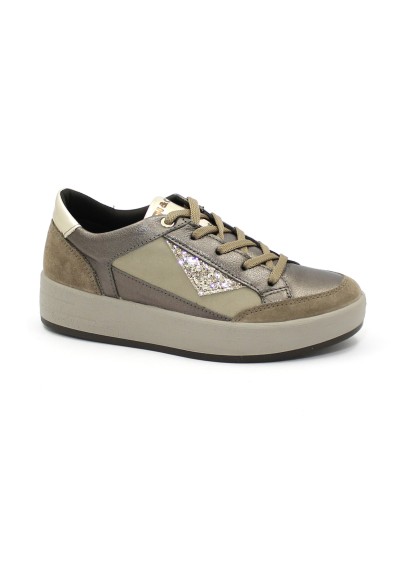 1 - IGI&CO 6668511 bronzo beige scarpe donna sneakers  lacci pelle camoscio