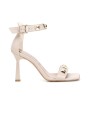 1 - CAFè NOIR NC9140 beige scarpe sandali donna tacco fibbia borchie pelle