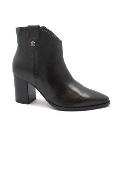 1 - NERO GIARDINI 08290 nero stivaletti donna tronchetti zip laterale punta tacco pelle