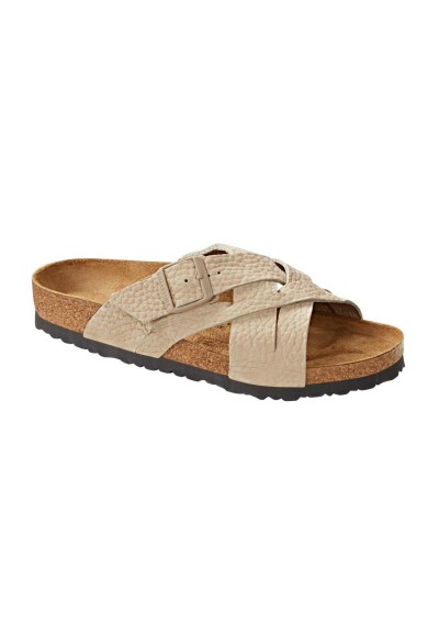 1 - BIRKENSTOCK LUGANO 1022779 faded khaki ciabatte uomo fibbia pelle