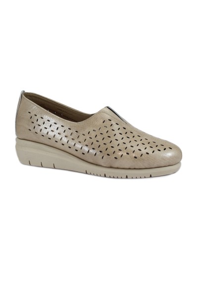 1 - GRUNLAND RYSA SC5656 beige scarpe donna zeppetta elastico montante  vernice pelle