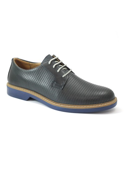 1 - IGI&CO 7606111 blu scarpe uomo derby sportive eleganti lacci pelle stampa forata