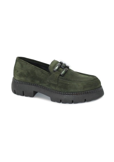 1 - CAFè NOIR EB6061 verde scarpe donna mocassini pelle camoscio morsetto